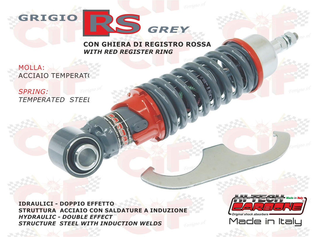 Ammortizzatore anteriore Carbone grigio con ghiera rossa Vespa 50-90-125 ET3