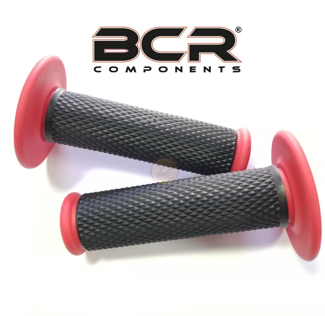 Coppia manopole nere rosse Moto MotoCross Enduro 22/24mm