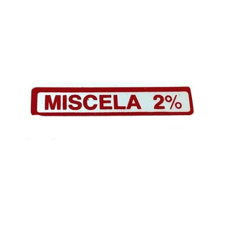 Targhetta adesiva rosso Miscela 2%